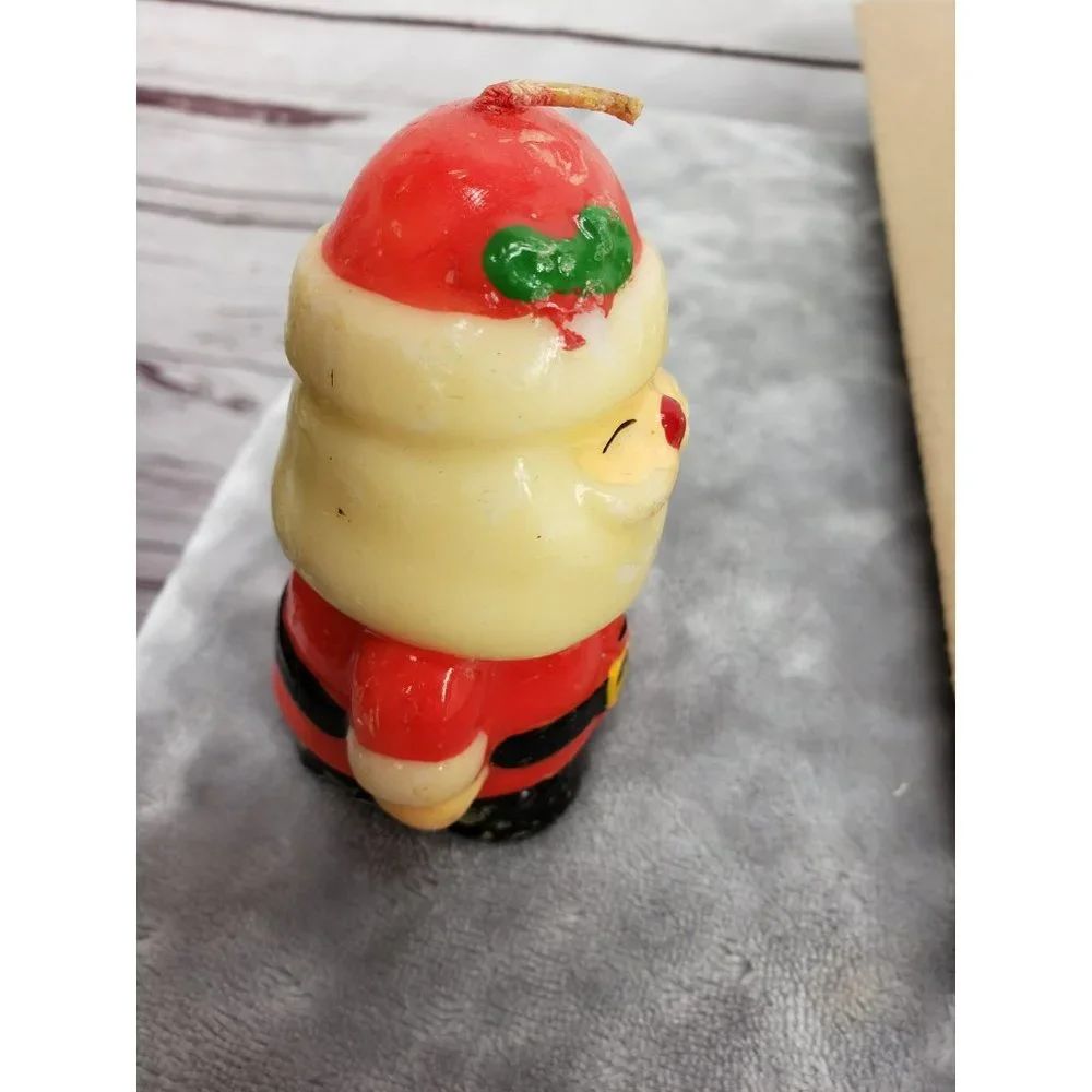 Vintage 1980S‎ small Santa Claus Wax Glossed Candle